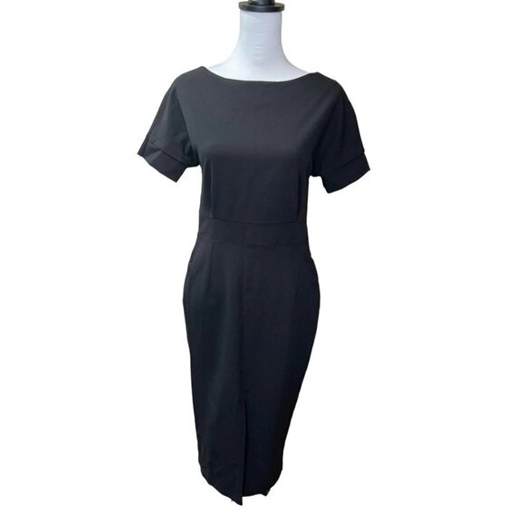 Pepe Runa Dresses & Skirts - NWT PEPE RUNA Empire Waist Blk Short Sleeve Frnt Slit Pencil Dress Sz M